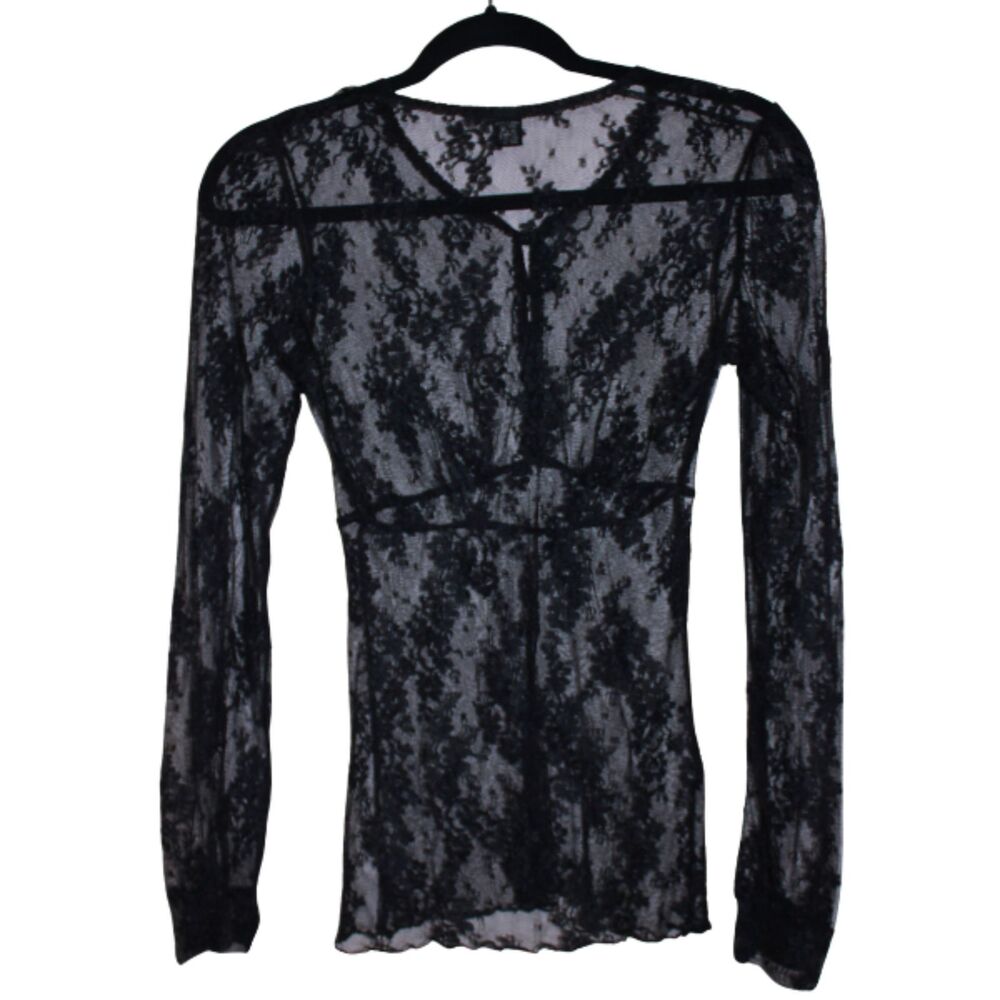 Only Hearts Black Sheer Lace Button Front Gothic Whimsygoth